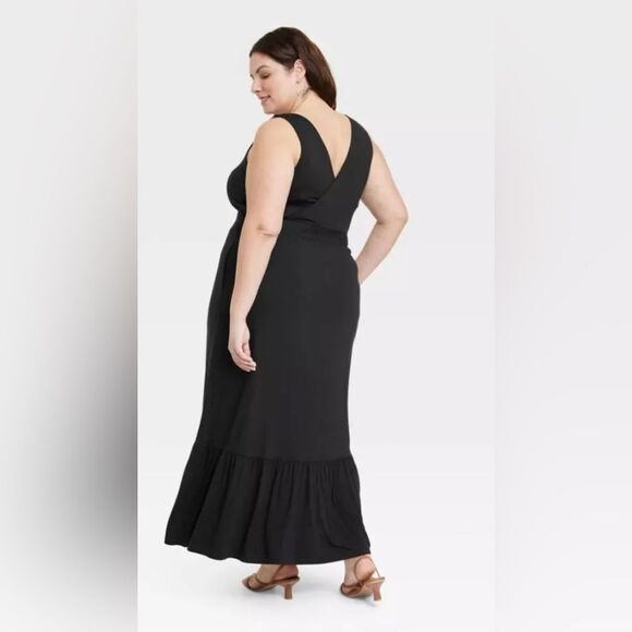 Ava&Viv Women's Sleeveless V-Neck Stretch Maxi Dress Black NWT Size 1X or 4X - Picture 11 of 12